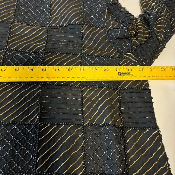 Vintage For You From Spiegel IX Black Gold Silk Check Embellished Beaded READ - Picture 6 of 12